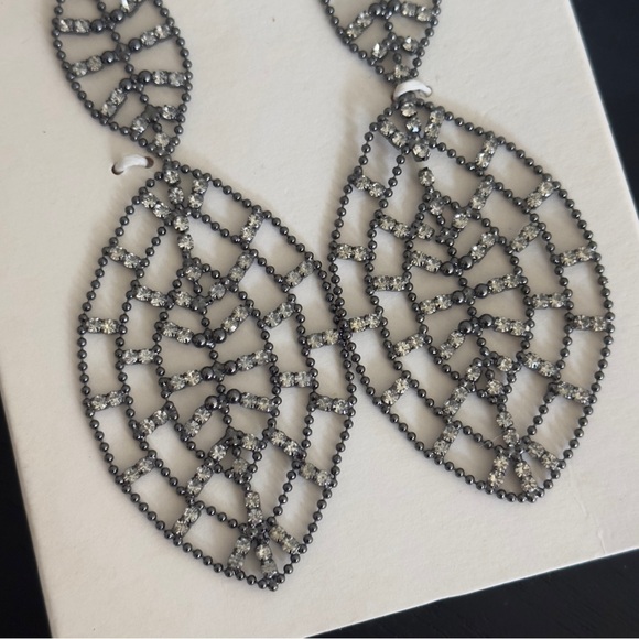 Zara Black Geometric Drop Earrings - Picture 4 of 6